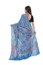 Black Semi Bangalore Silk Saree with Kantha Allover Work