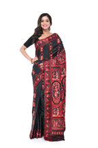 Pure Black & Red Baluchori Saree with Heavy Pallu