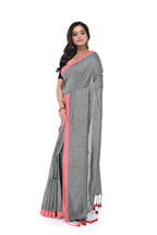 Ash & Red Handloom Cotton Saree