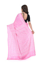 Baby Pink Bangalore Silk Saree with Gujarati Stitch Work