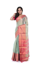 Silver - Golden Tissue Saree with Pink Border & Maha Par Pallu