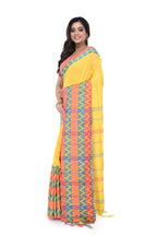 Yellow Handloom Saree with Multicolour Big Border