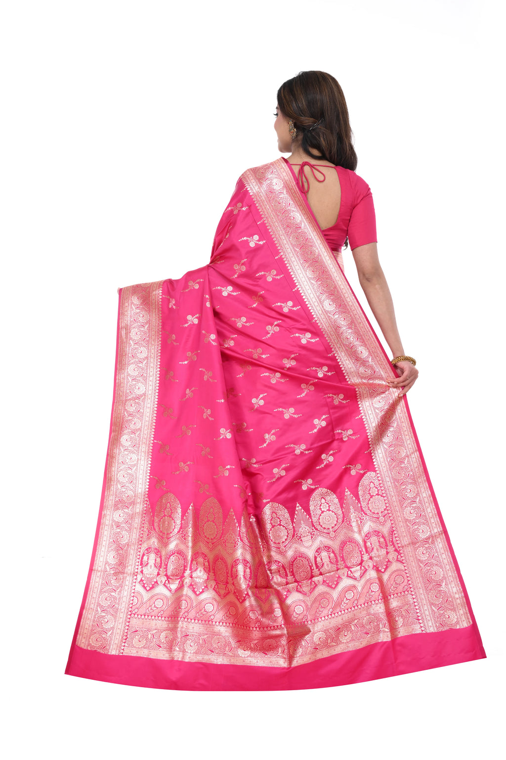 Pink Mashru Benarasi Saree with Zari Border & Rich Pallu