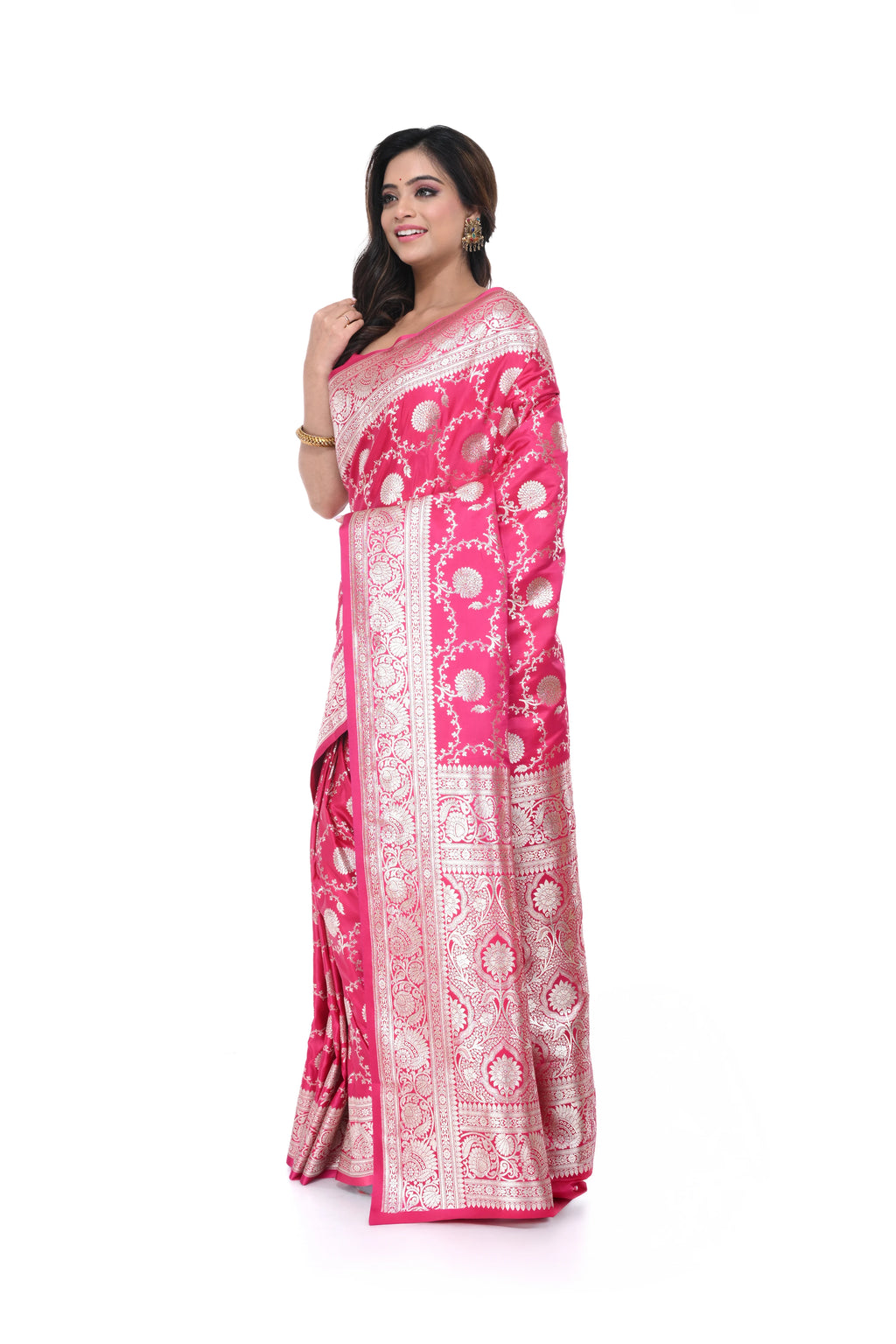 Soft Pink Mashru Benarasi Saree with Jal Work