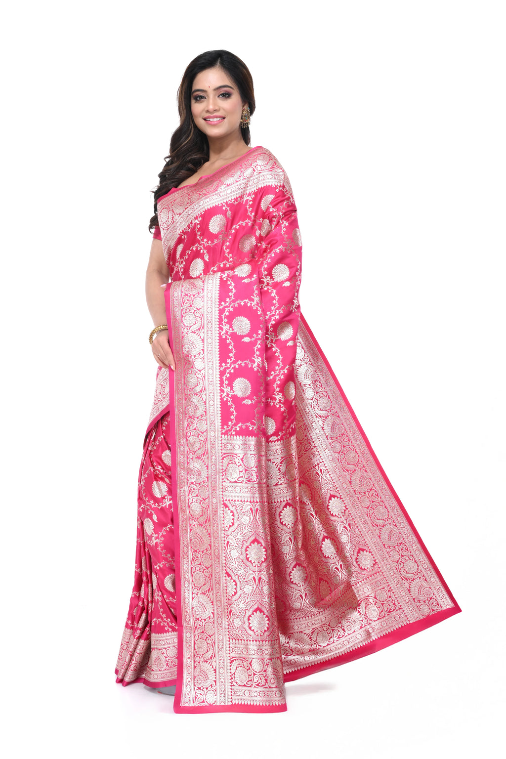 Soft Pink Mashru Benarasi Saree with Jal Work