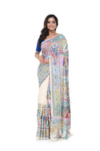 Tussar Silk Saree with Vertical Kantha Work