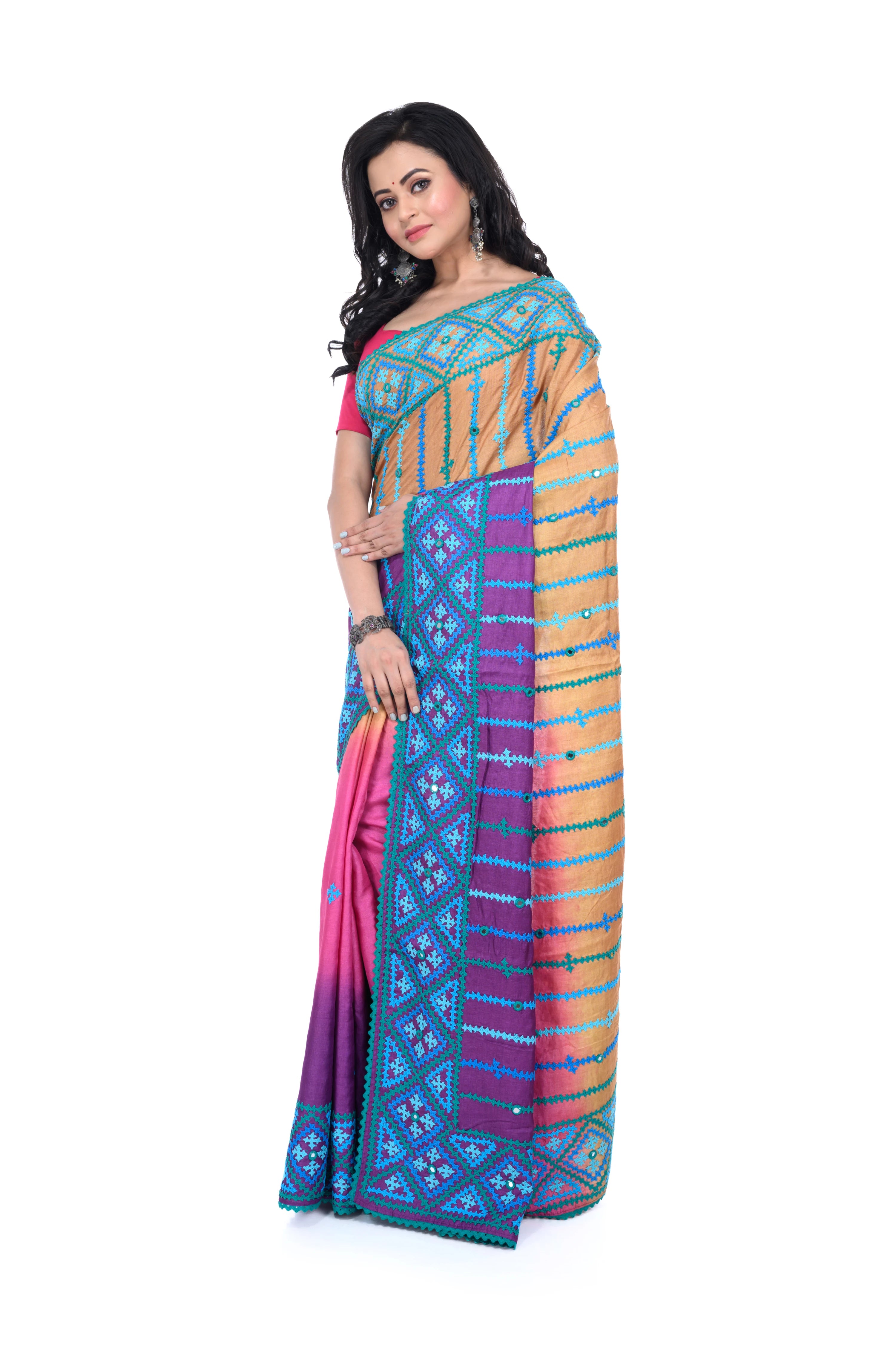 Exclusive Gujarati Stitch Tussar Saree
