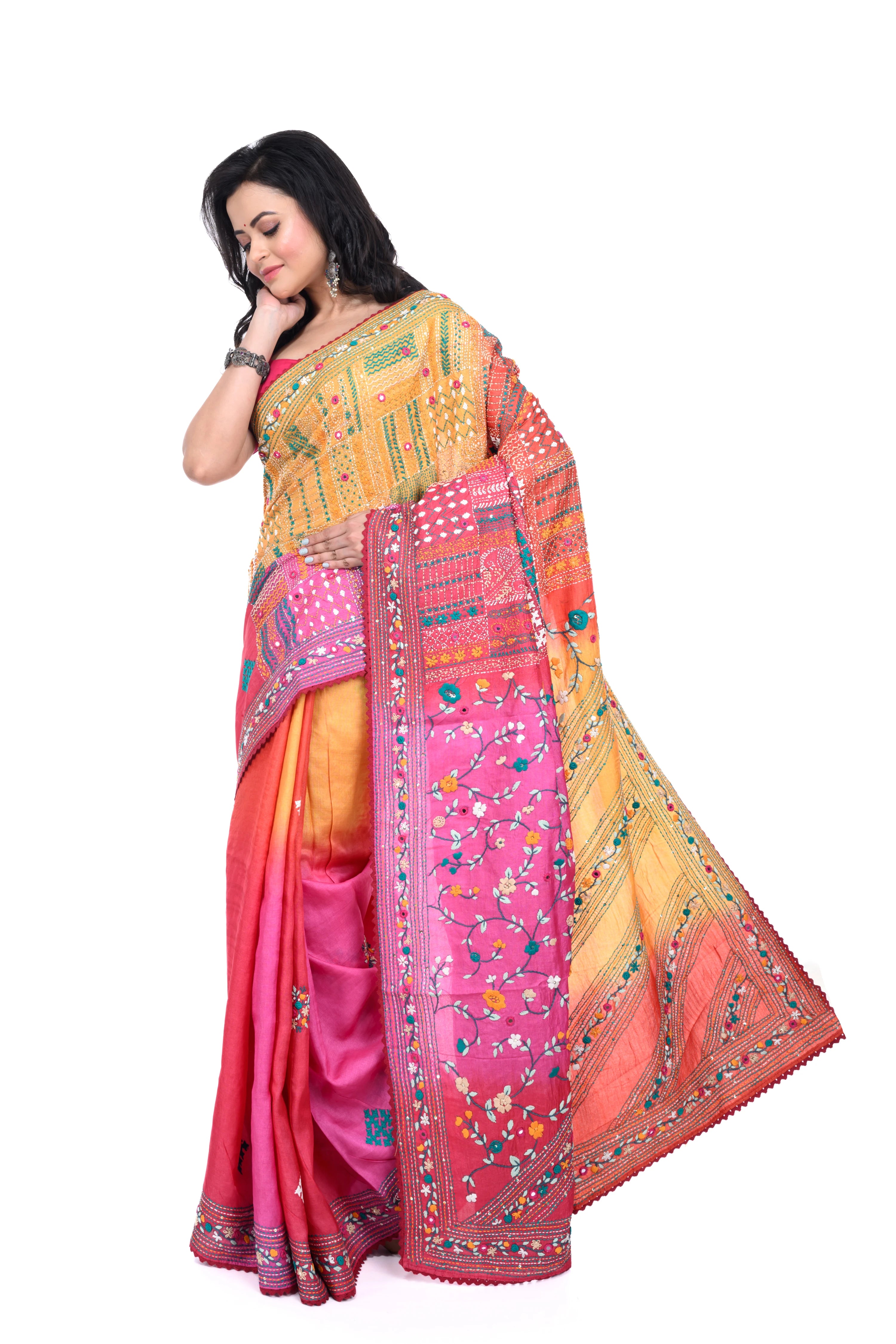 Exclusive Hand - Stitched Tussar Saree