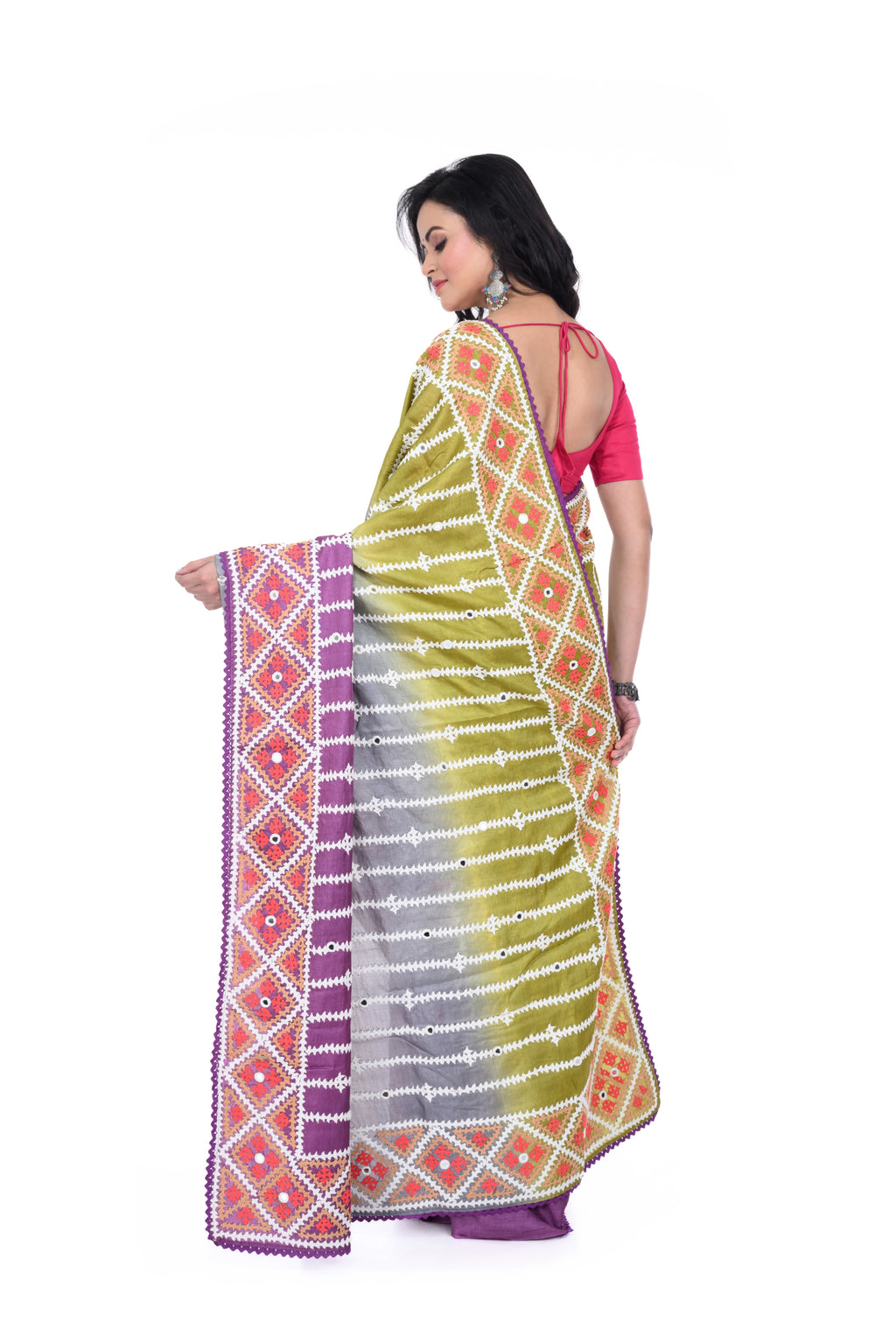 Tussar Saree with Hand Kantha Stitch